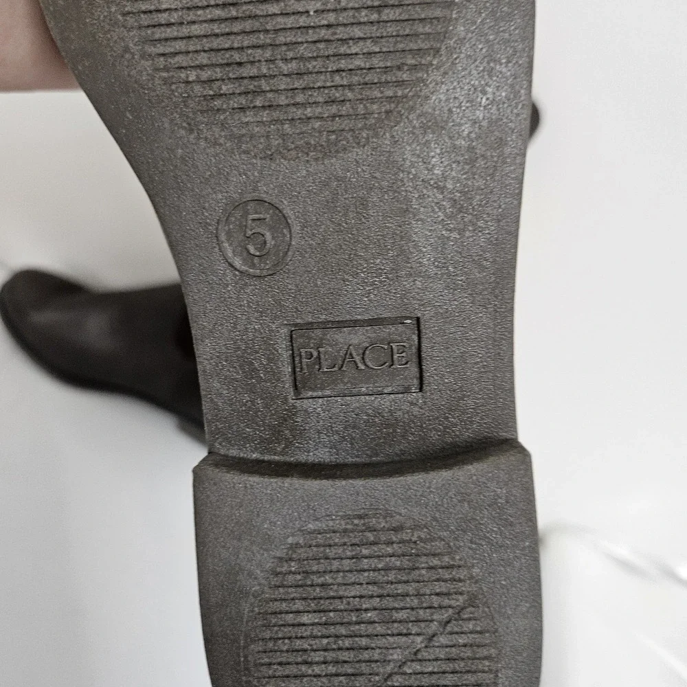 The Childrens Place Tall Boots Girls 5 Dark Brown Heart Buckle Riding Equestrian